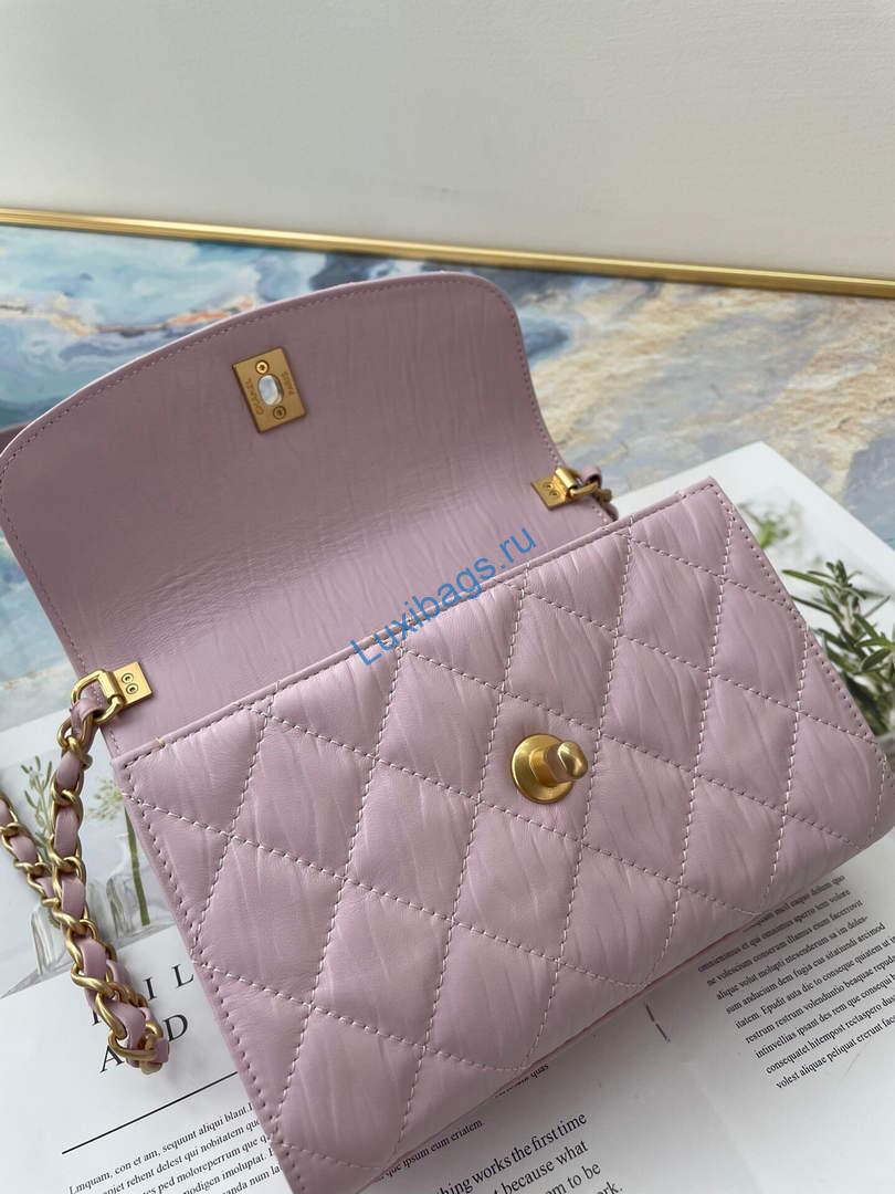 Chanel AS2477 Mini Flap CC Wrapped Bag with Top Handle Pink | chanel as2477 mini flap cc wrapped bag with top handle 07