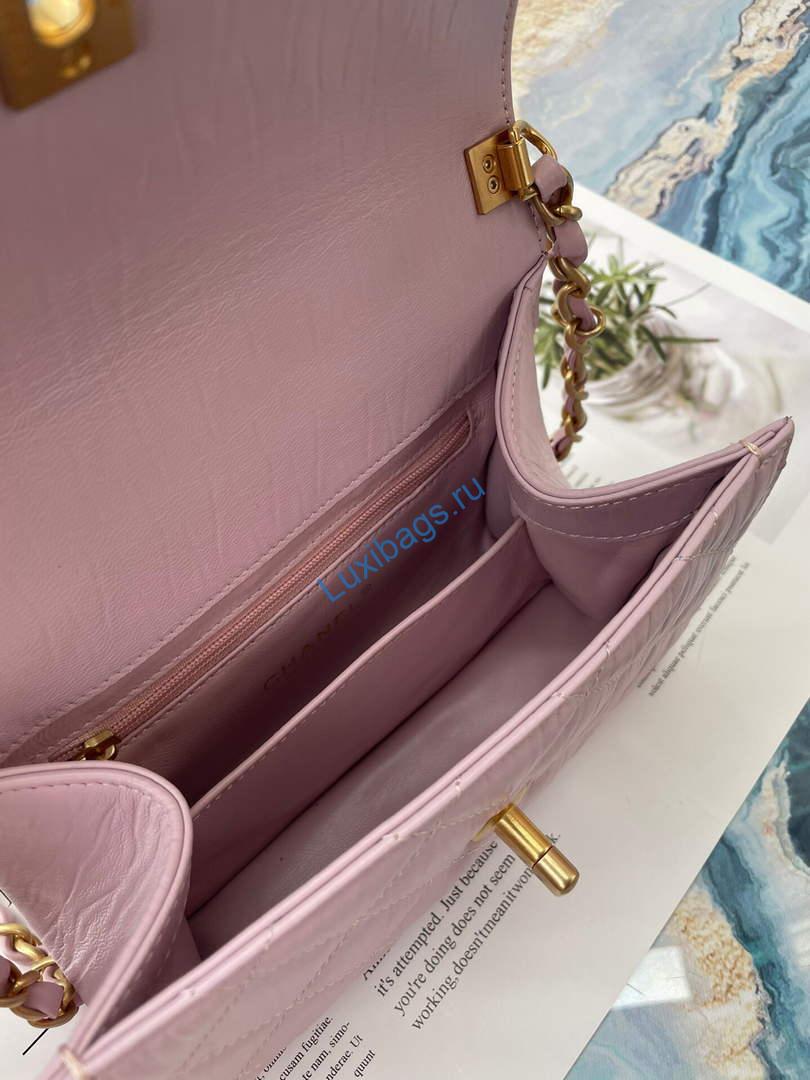 Chanel AS2477 Mini Flap CC Wrapped Bag with Top Handle Pink | chanel as2477 mini flap cc wrapped bag with top handle 09