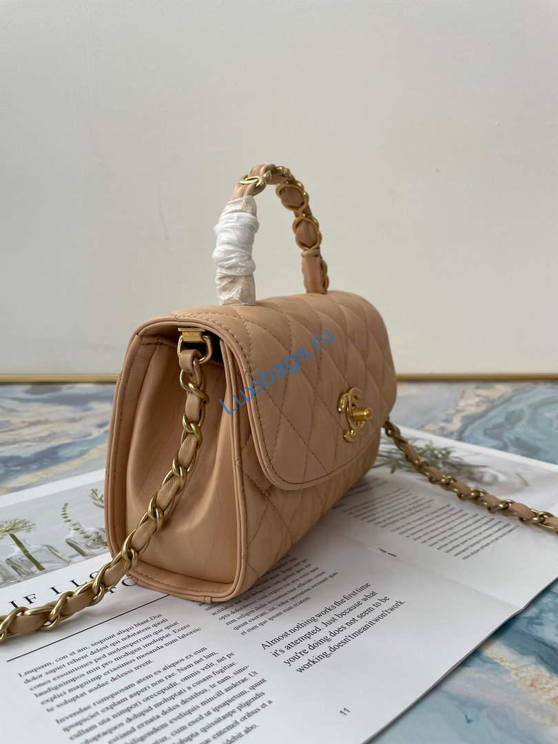 Chanel AS2477 Mini Flap CC Wrapped Bag with Top Handle Apricot | chanel as2477 mini flap cc wrapped bag with top handle 21