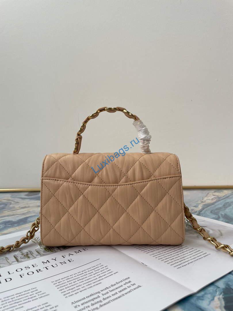 Chanel AS2477 Mini Flap CC Wrapped Bag with Top Handle Apricot | chanel as2477 mini flap cc wrapped bag with top handle 22