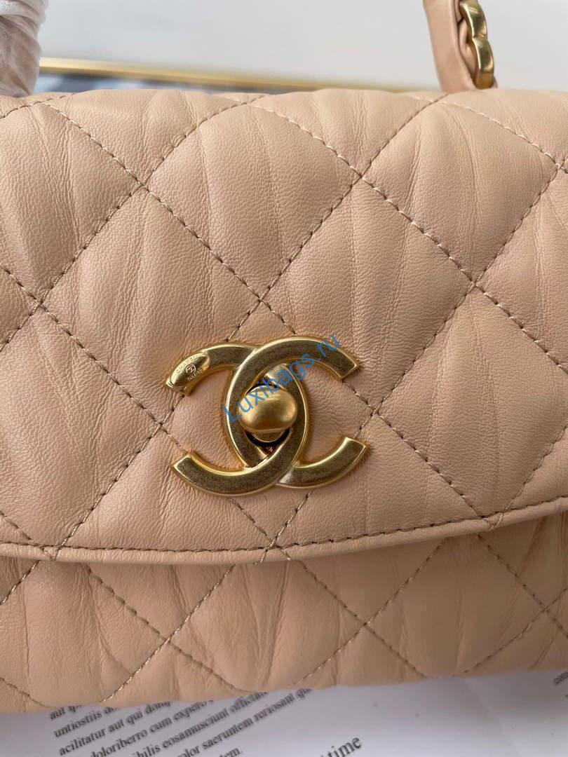Chanel AS2477 Mini Flap CC Wrapped Bag with Top Handle Apricot | chanel as2477 mini flap cc wrapped bag with top handle 24