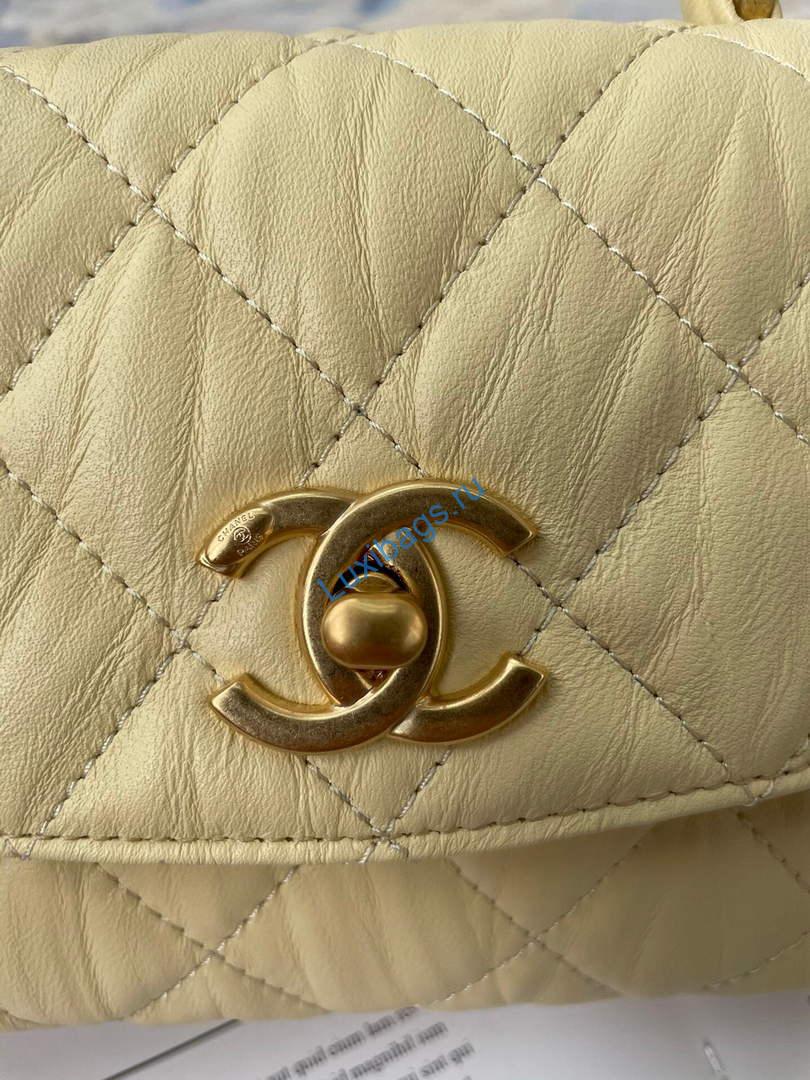 Chanel AS2477 Mini Flap CC Wrapped Bag with Top Handle Yellow | chanel as2477 mini flap cc wrapped bag with top handle 33