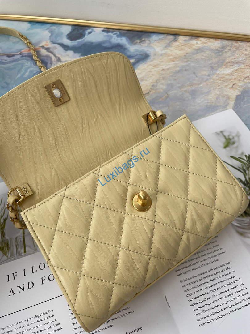 Chanel AS2477 Mini Flap CC Wrapped Bag with Top Handle Yellow | chanel as2477 mini flap cc wrapped bag with top handle 35