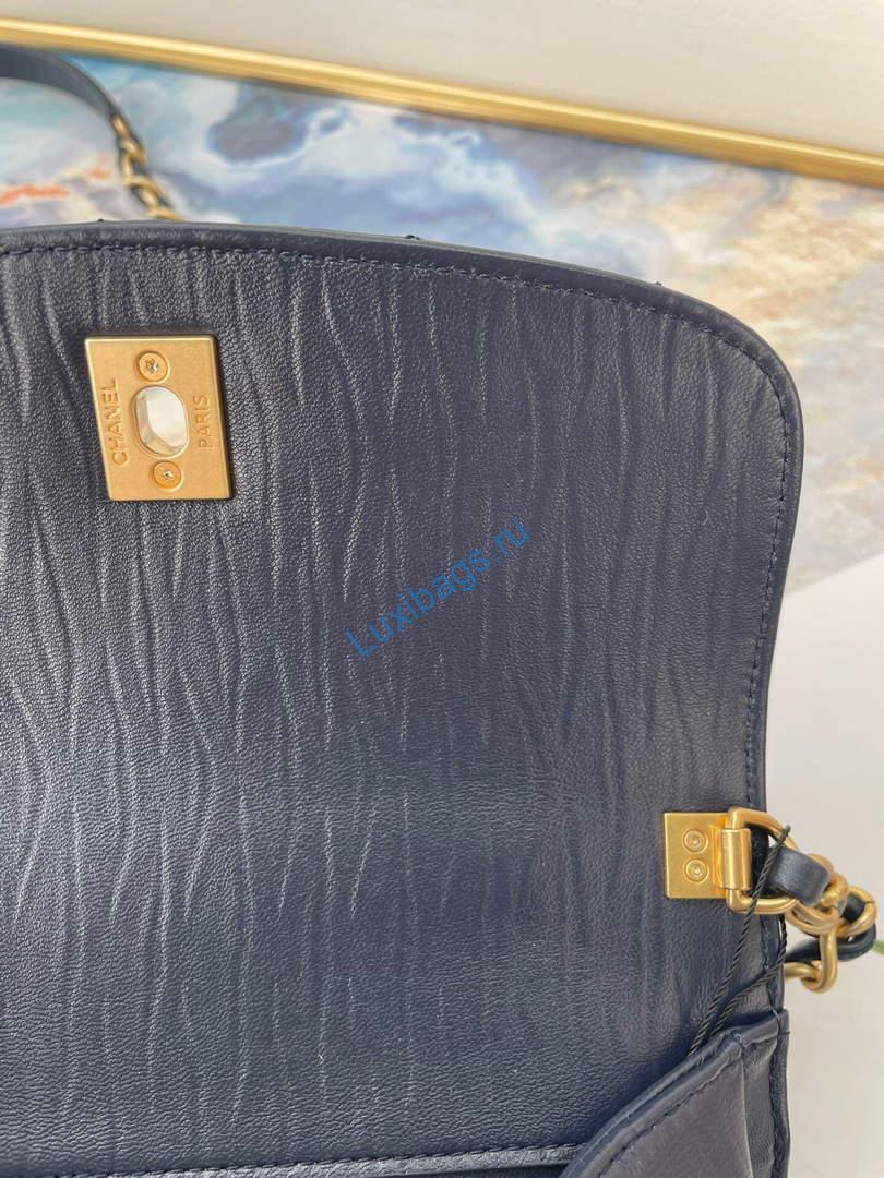 Chanel AS2477 Mini Flap CC Wrapped Bag with Top Handle Navy Blue | chanel as2477 mini flap cc wrapped bag with top handle 55