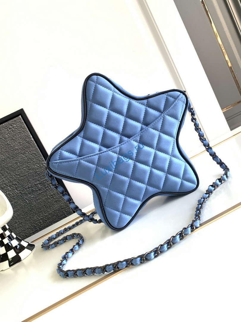 Chanel AS4579 Star Handbag Satin & Black-tone metal Blue | chanel as4579 star handbag satin black tone metal blue 003