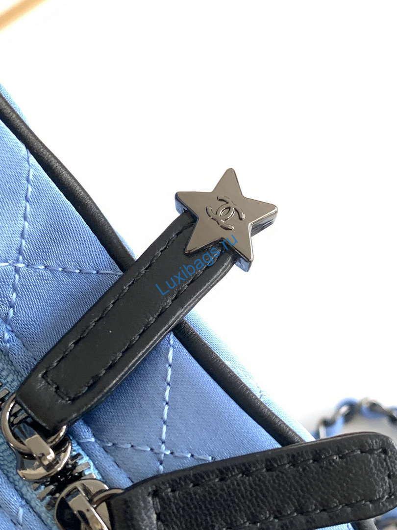 Chanel AS4579 Star Handbag Satin & Black-tone metal Blue | chanel as4579 star handbag satin black tone metal blue 006