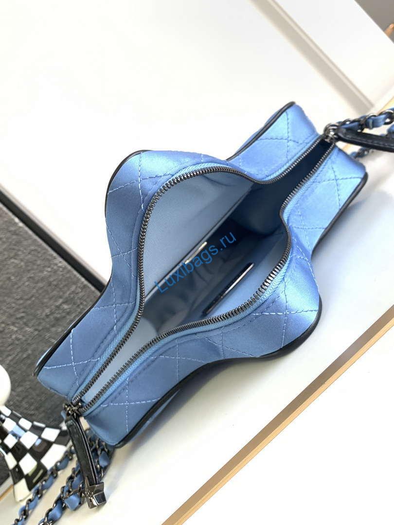 Chanel AS4579 Star Handbag Satin & Black-tone metal Blue | chanel as4579 star handbag satin black tone metal blue 008