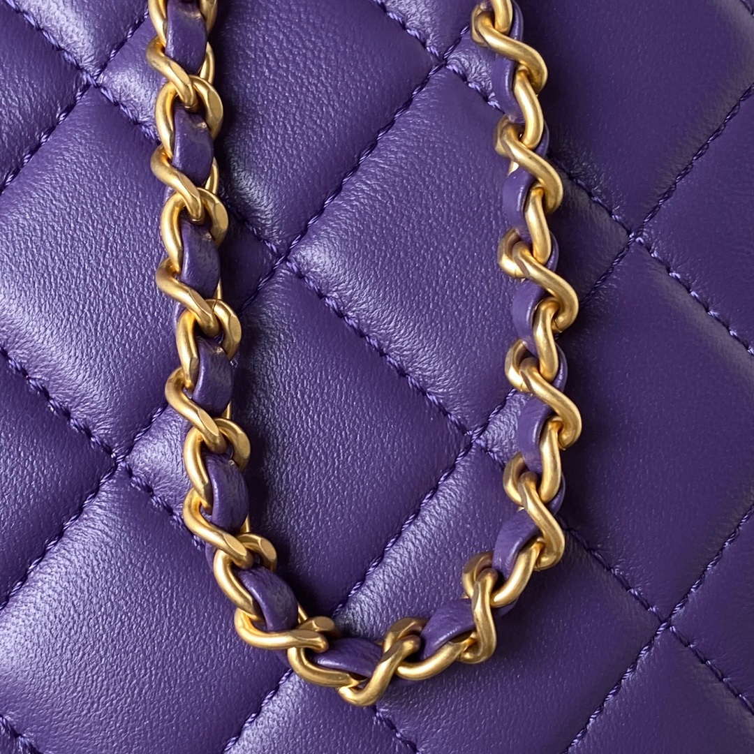 Chanel AS4610 Messenger bag Lambskin Purple | chanel as4610 messenger bag lambskin purple 004
