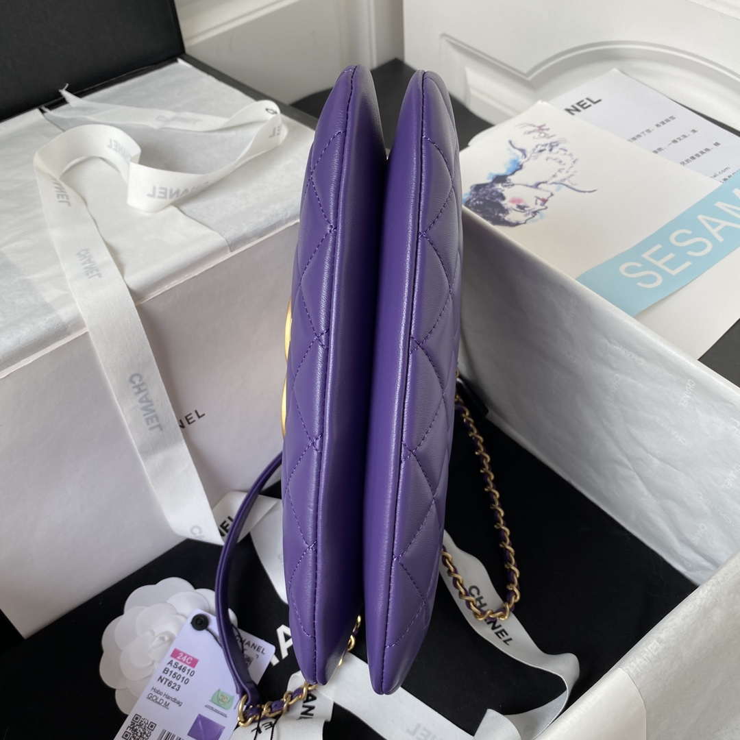Chanel AS4610 Messenger bag Lambskin Purple | chanel as4610 messenger bag lambskin purple 005