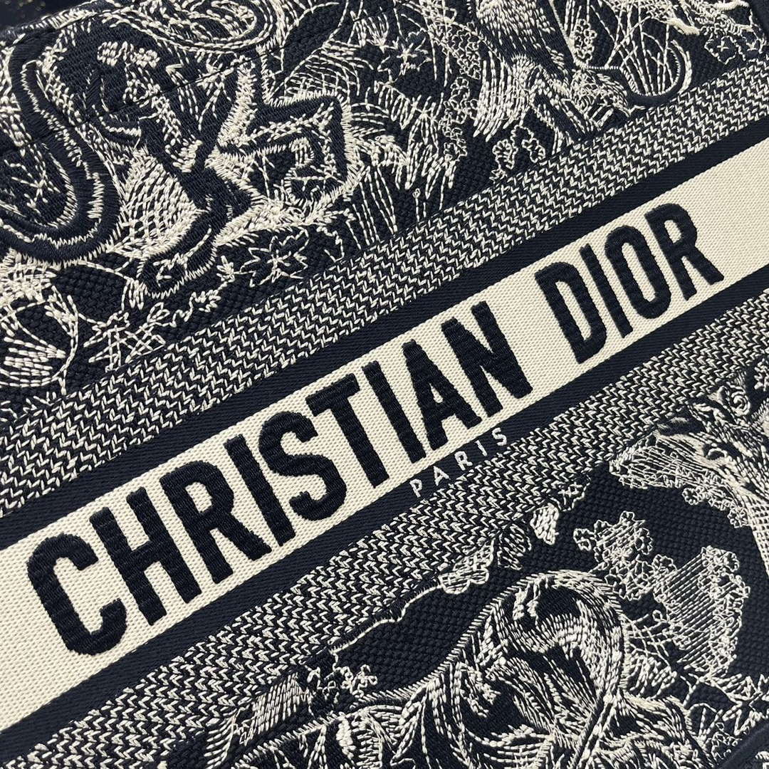 Dior Book Tote M1296 Medium Ecru and Blue Toile de Jouy Embroidery M0073 | dior book tote m1296 medium ecru and blue toile de jouy embroidery 002
