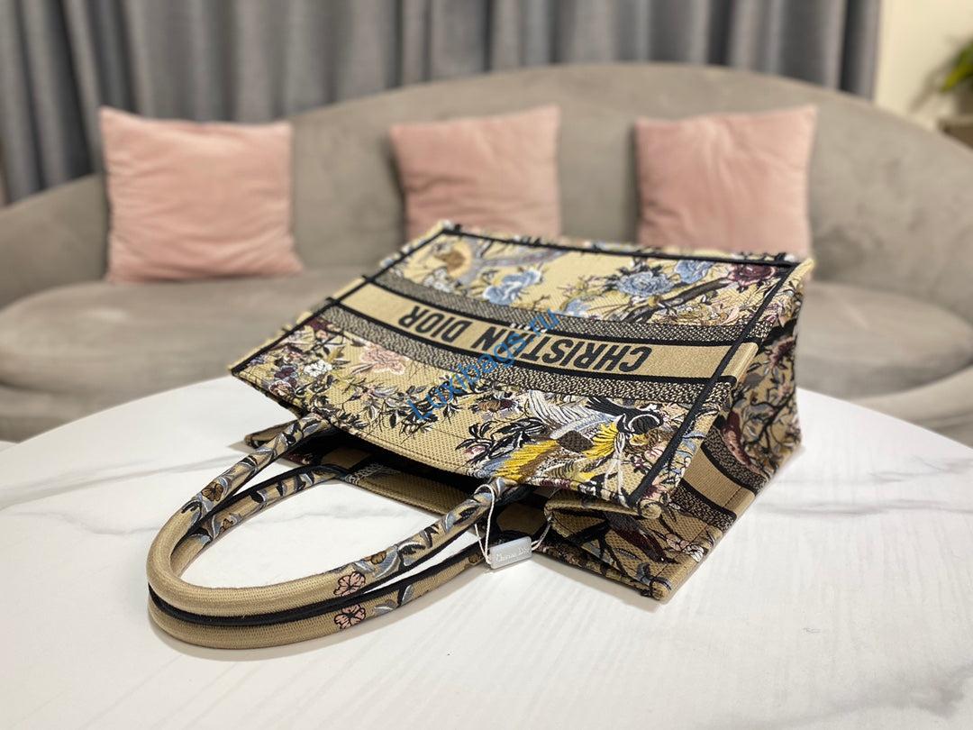 Dior Book Tote M1296 Medium Latte Multicolor Dior Jardin d'Hiver Embroidery M0090 | dior book tote m1296 medium latte multicolor dior jardin dhiver embroidery m0083 059