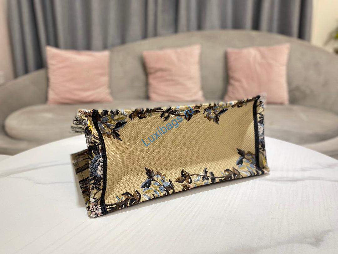 Dior Book Tote M1296 Medium Latte Multicolor Dior Jardin d'Hiver Embroidery M0090 | dior book tote m1296 medium latte multicolor dior jardin dhiver embroidery m0083 060