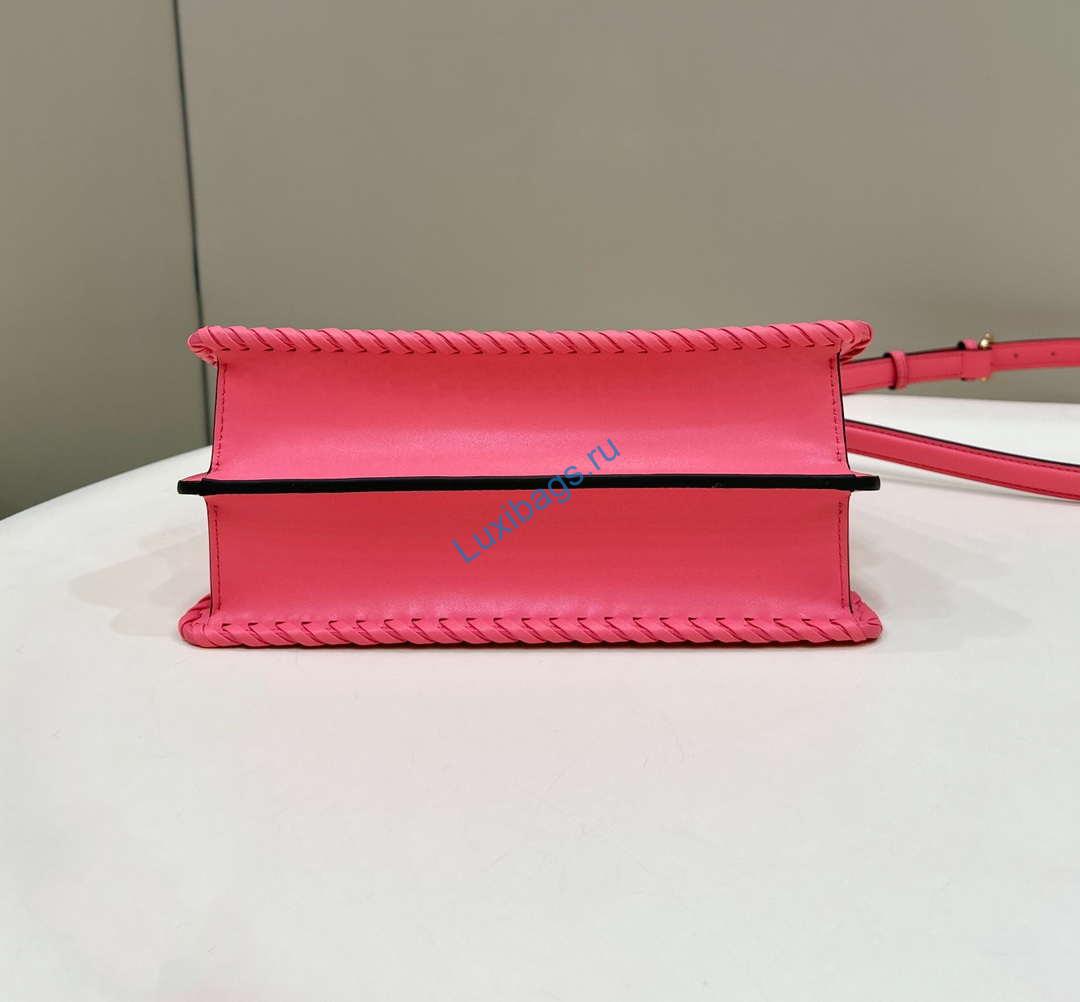 Fendi 8BN327 Peekaboo ISeeU Small Pink interlace leather bag 80138M | fendi 8bn327 peekaboo iseeu small pink interlace leather bag 005