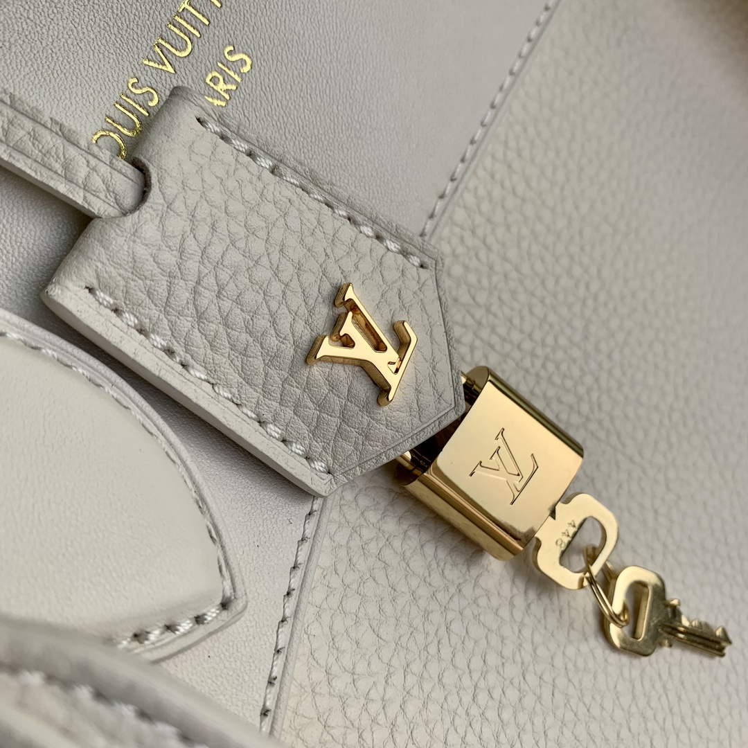 LV M23061 Louis Vuitton Lock It MM Bag Crème Beige | lv m23061 louis vuitton lock it mm bag creme beige 5