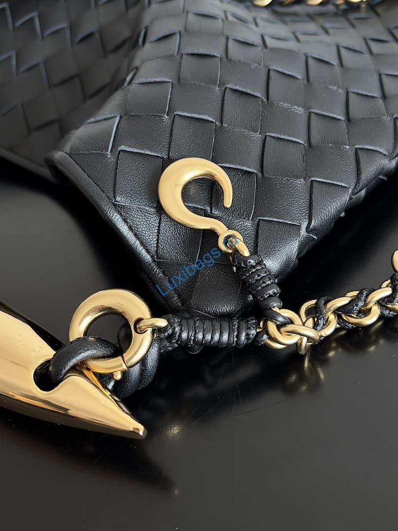 Bottega Veneta BV 776768 Sardine With Chain Black | bottega veneta bv 776768 sardine with chain black 004