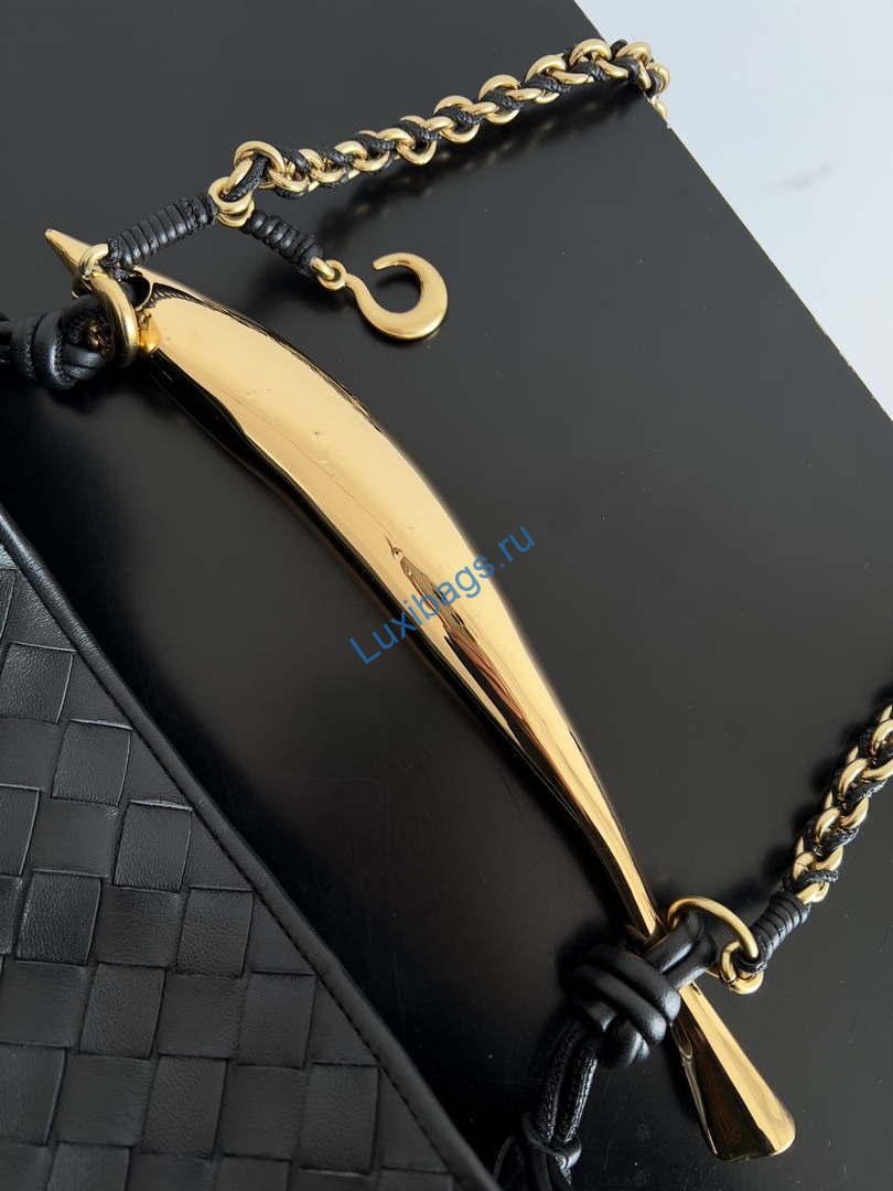 Bottega Veneta BV 776768 Sardine With Chain Black | bottega veneta bv 776768 sardine with chain black 007