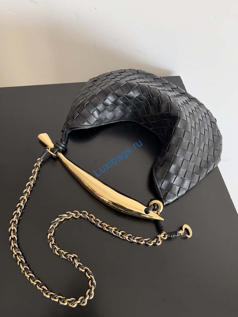 Bottega Veneta BV 776768 Sardine With Chain Black | bottega veneta bv 776768 sardine with chain black 008