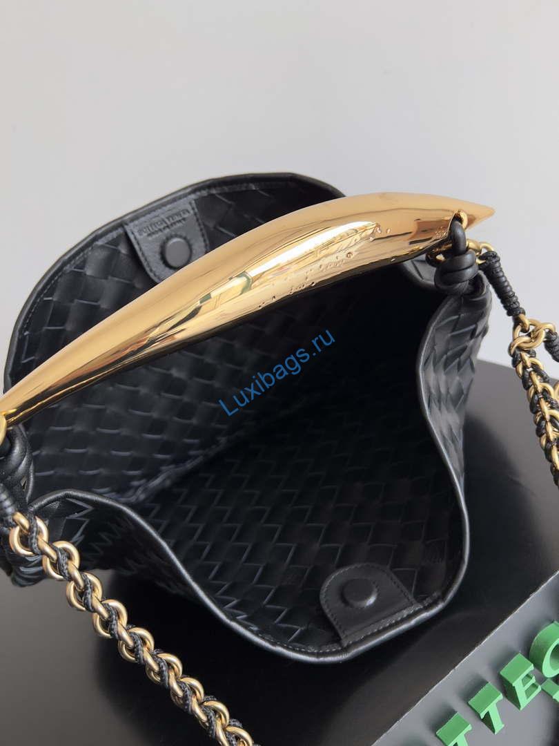 Bottega Veneta BV 776768 Sardine With Chain Black | bottega veneta bv 776768 sardine with chain black 009