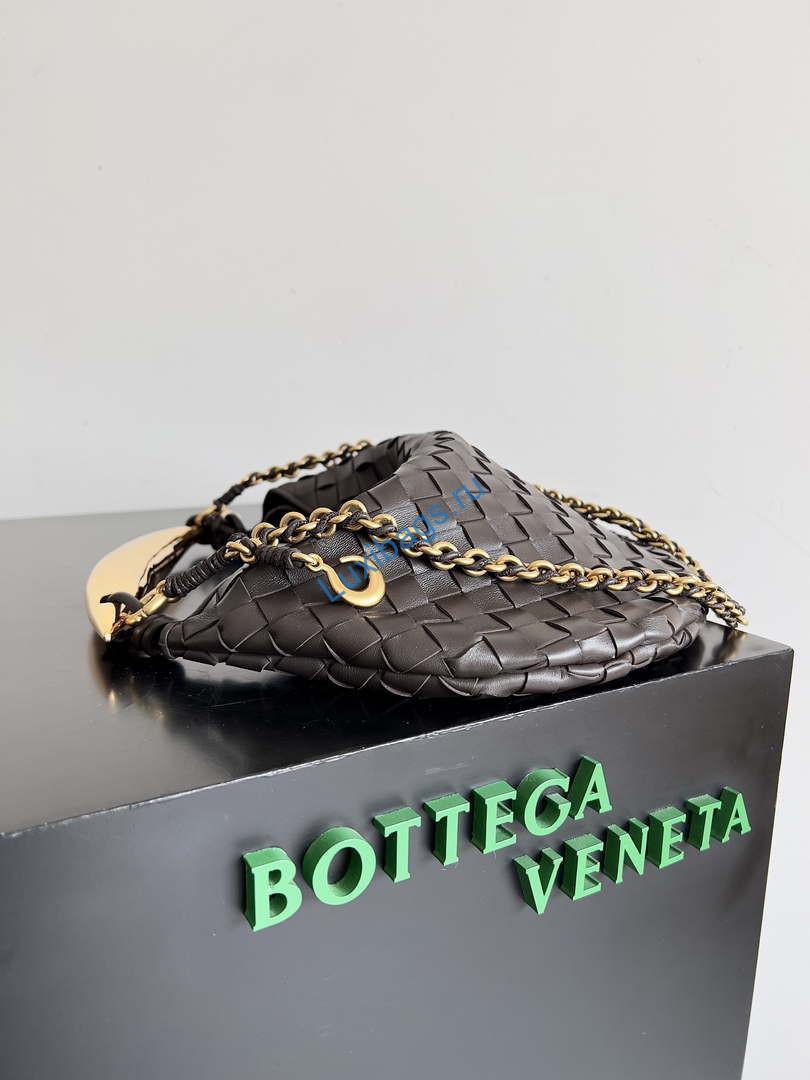 Bottega Veneta BV 776768 Sardine With Chain Dark Brown | bottega veneta bv 776768 sardine with chain dark brown 002