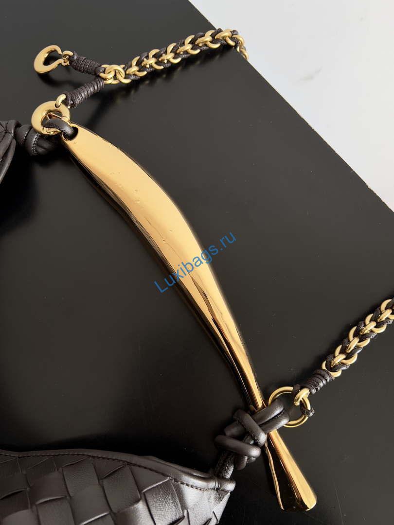 Bottega Veneta BV 776768 Sardine With Chain Dark Brown | bottega veneta bv 776768 sardine with chain dark brown 006