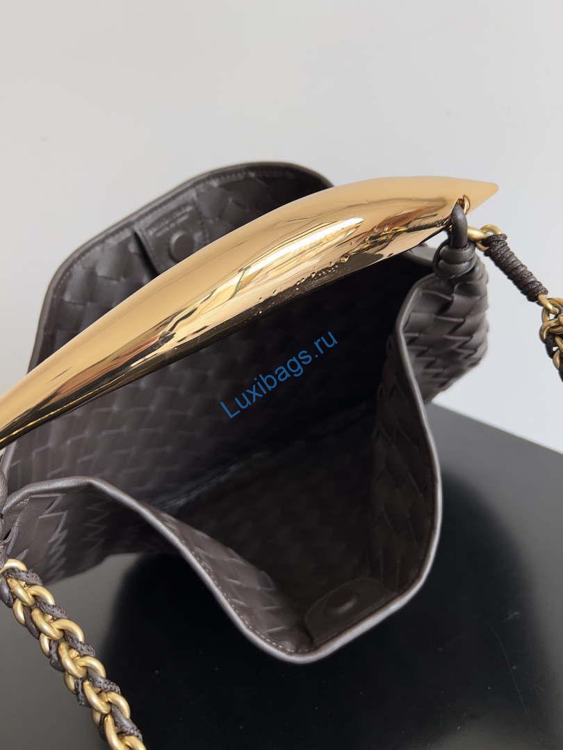 Bottega Veneta BV 776768 Sardine With Chain Dark Brown | bottega veneta bv 776768 sardine with chain dark brown 009
