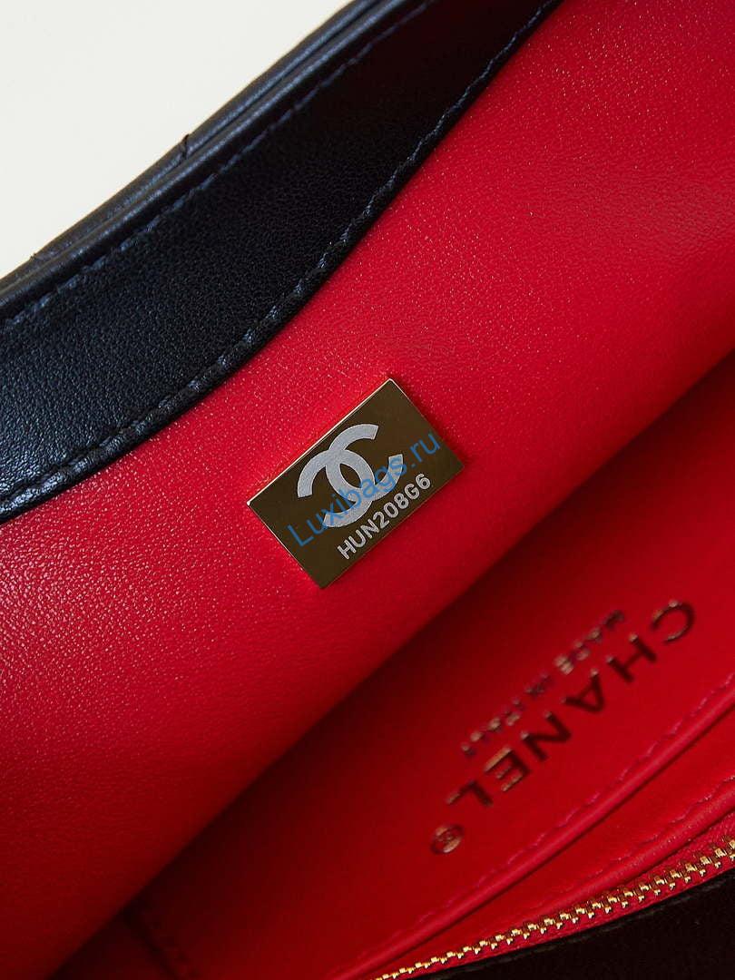 Chanel 23K AS4452 Flap Bag Lambskin With Pearl & Metal Chain Black | chanel as4452 flap bag lambskin with pearl metal chain black 009