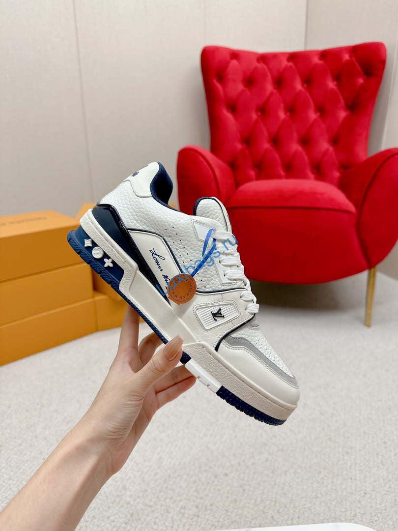 Louis Vuitton 1ABFAF Men Women's LV Trainer Sneaker L62458 | louis vuitton 1abfaf men womens lv trainer sneaker l62458 03