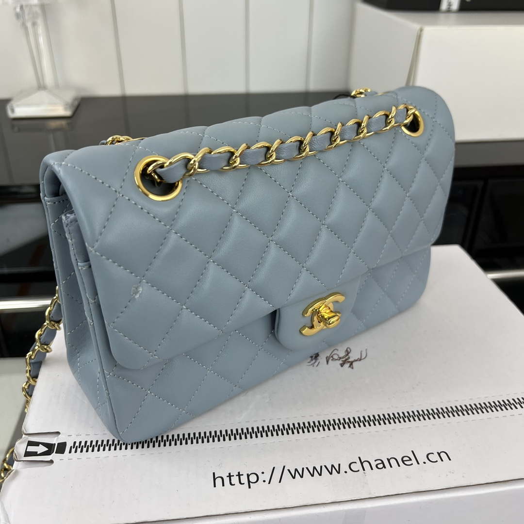 Chanel A01117 Flap Handbag Classic Bag Ligth Blue Lambskin | chanel a01117 flap handbag classic bag lambskin 183