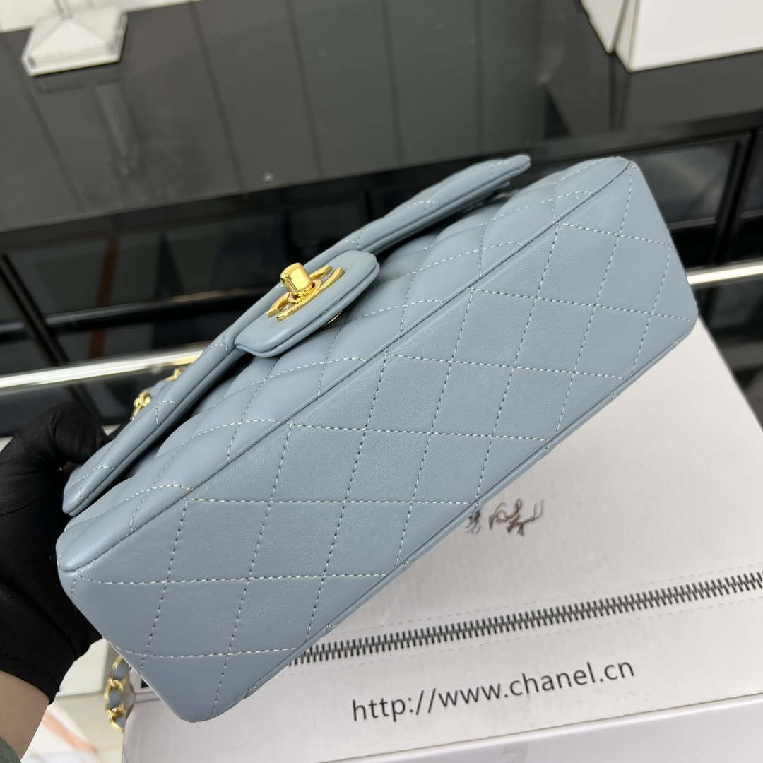 Chanel A01117 Flap Handbag Classic Bag Ligth Blue Lambskin | chanel a01117 flap handbag classic bag lambskin 185