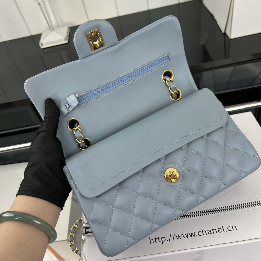 Chanel A01117 Flap Handbag Classic Bag Ligth Blue Lambskin | chanel a01117 flap handbag classic bag lambskin 186