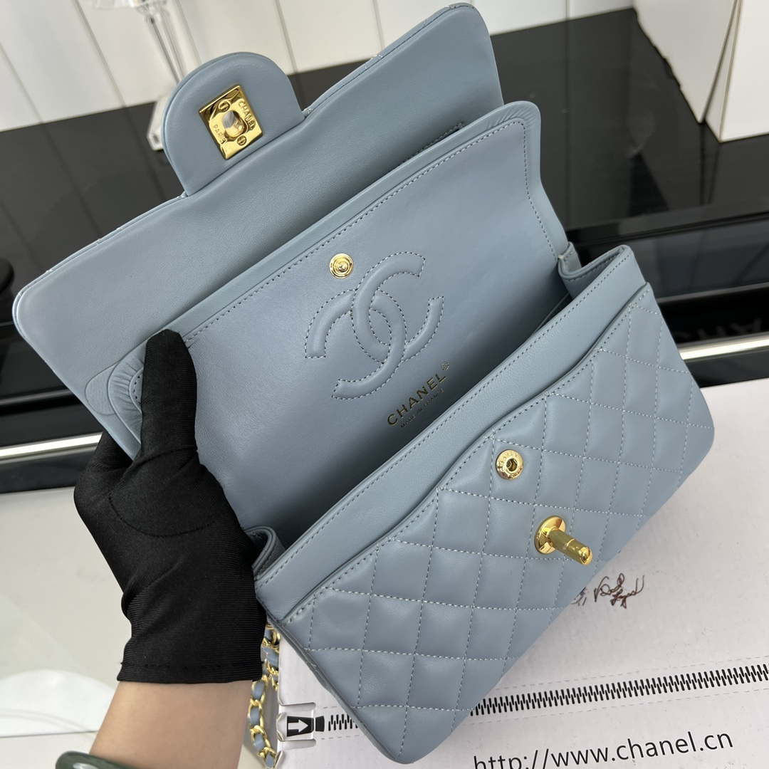 Chanel A01117 Flap Handbag Classic Bag Ligth Blue Lambskin | chanel a01117 flap handbag classic bag lambskin 187
