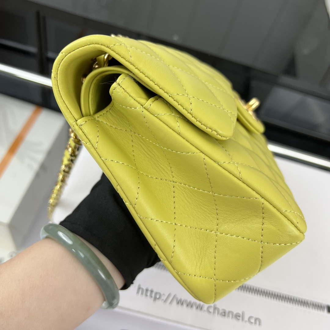Chanel A01117 Flap Handbag Classic Bag Lemon Yellow Lambskin | chanel a01117 flap handbag classic bag lambskin 193