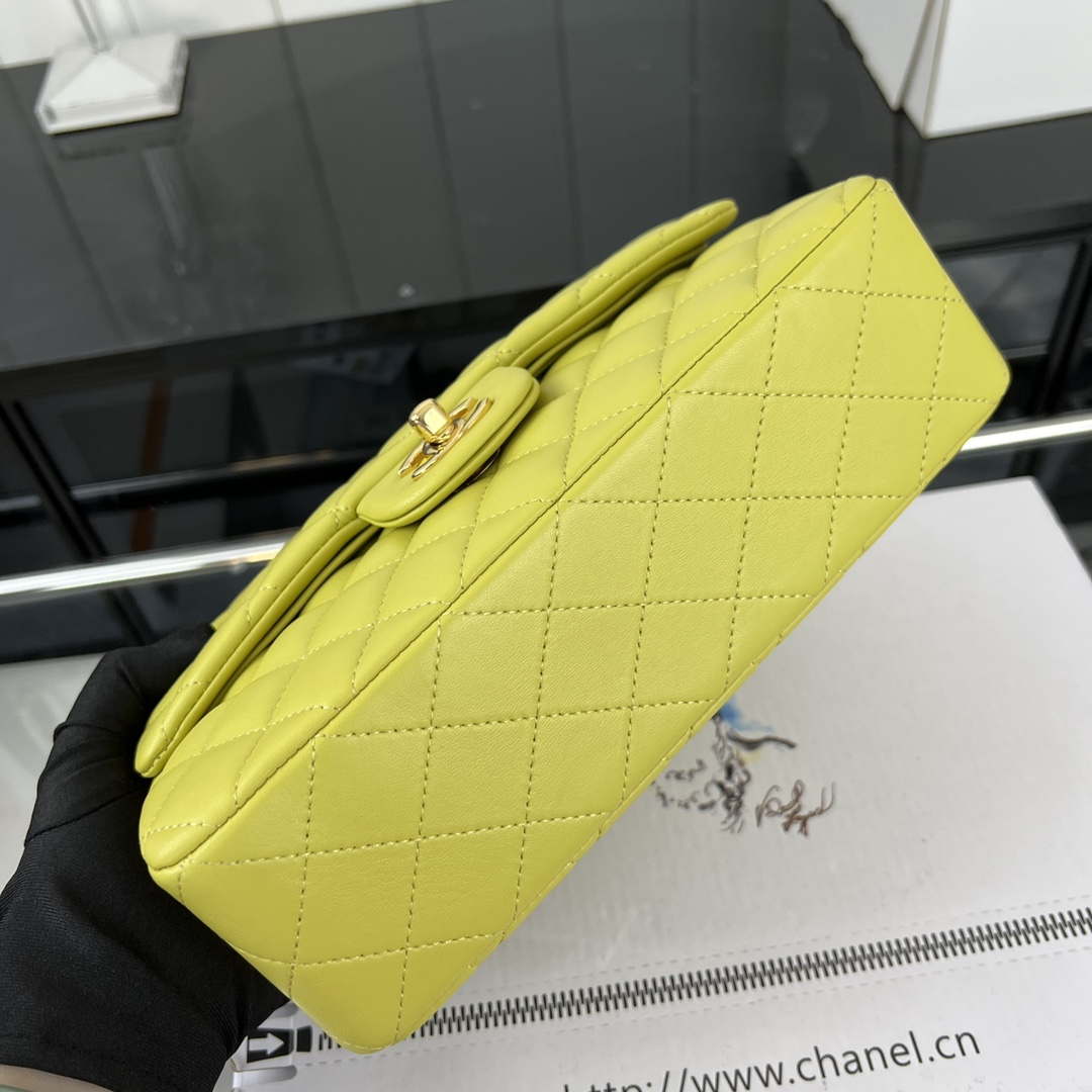 Chanel A01117 Flap Handbag Classic Bag Lemon Yellow Lambskin | chanel a01117 flap handbag classic bag lambskin 194