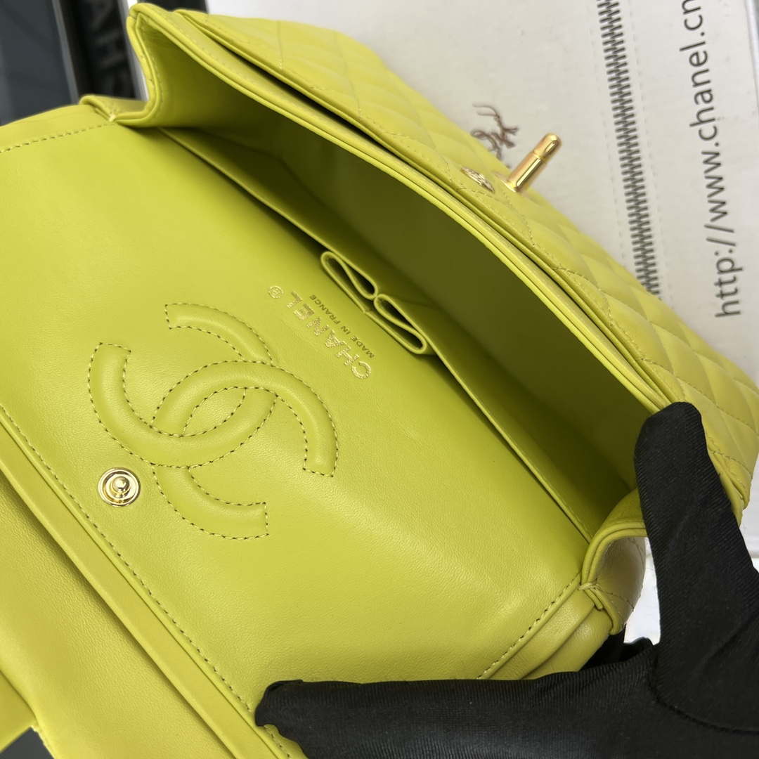 Chanel A01117 Flap Handbag Classic Bag Lemon Yellow Lambskin | chanel a01117 flap handbag classic bag lambskin 197