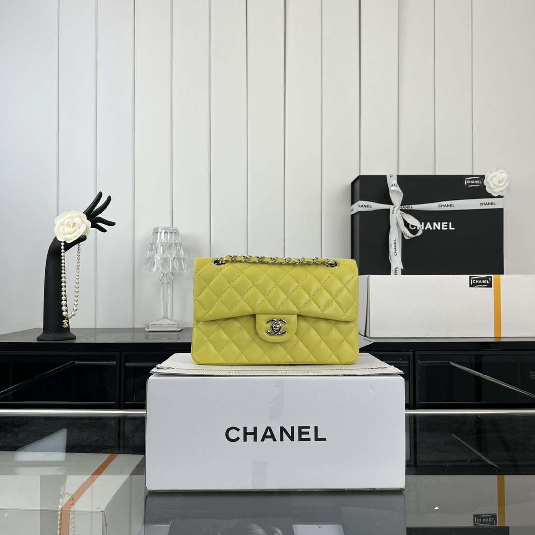 Chanel A01117 Flap Handbag Classic Bag Lemon Yellow Lambskin | chanel a01117 flap handbag classic bag lambskin 292