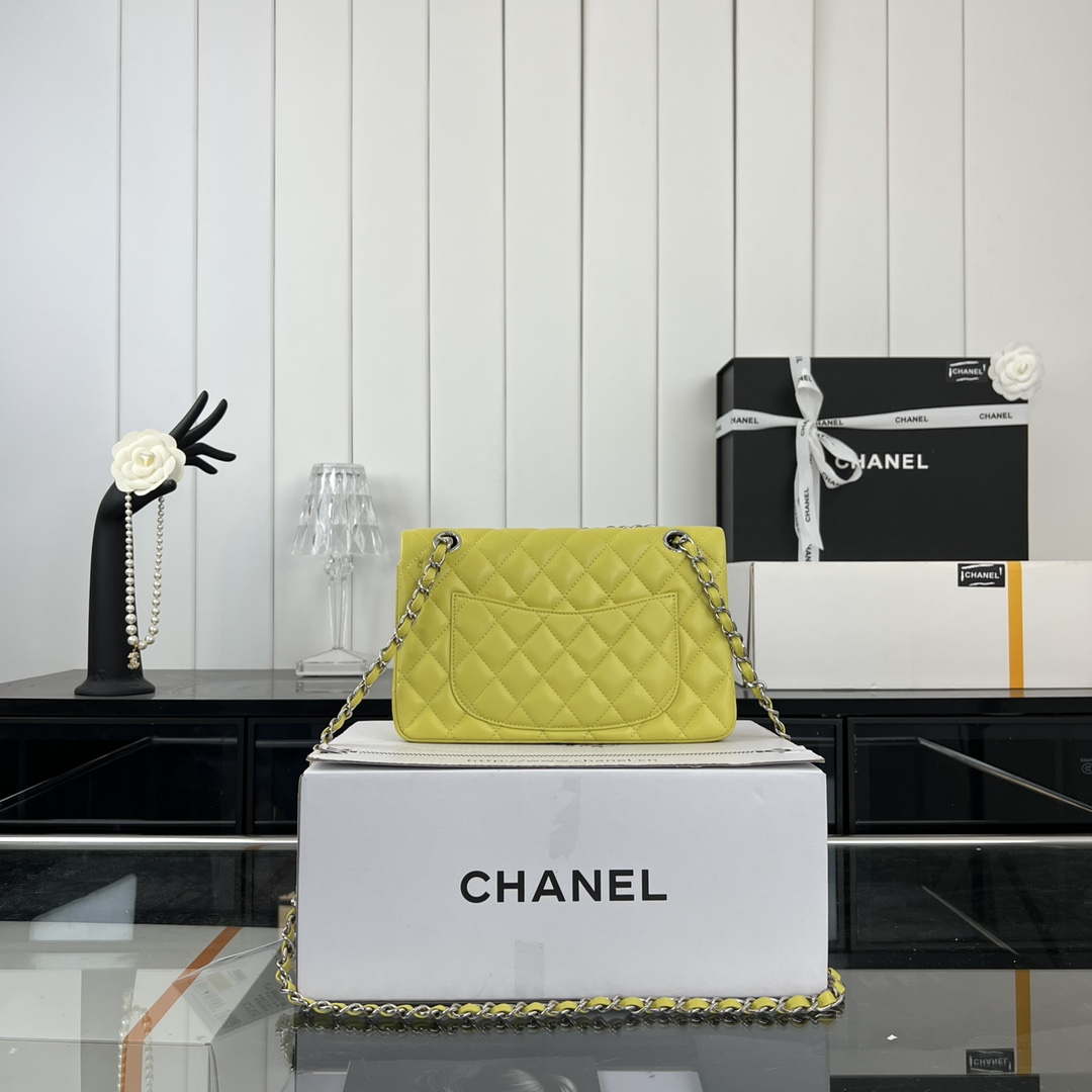 Chanel A01117 Flap Handbag Classic Bag Lemon Yellow Lambskin | chanel a01117 flap handbag classic bag lambskin 293
