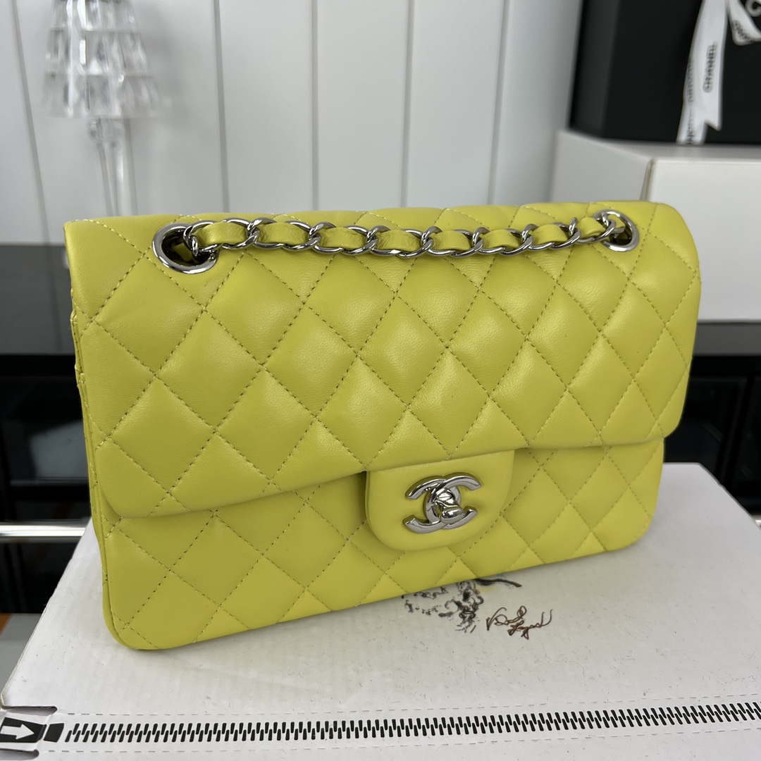Chanel A01117 Flap Handbag Classic Bag Lemon Yellow Lambskin | chanel a01117 flap handbag classic bag lambskin 294
