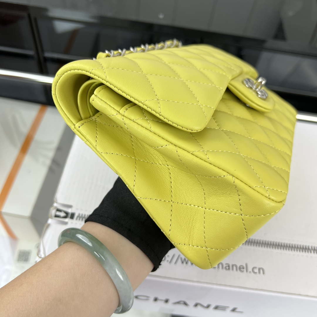 Chanel A01117 Flap Handbag Classic Bag Lemon Yellow Lambskin | chanel a01117 flap handbag classic bag lambskin 295