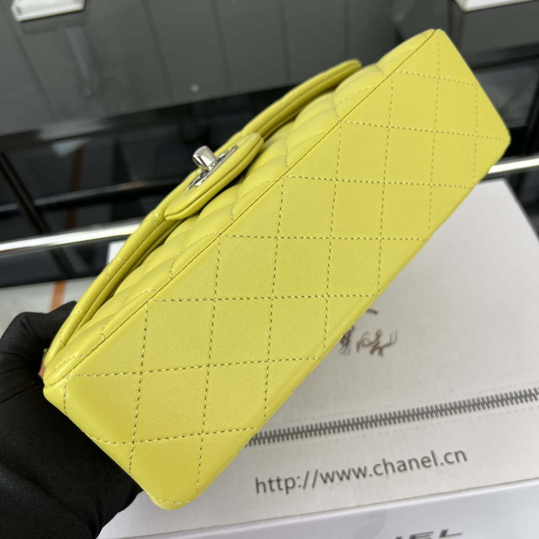 Chanel A01117 Flap Handbag Classic Bag Lemon Yellow Lambskin | chanel a01117 flap handbag classic bag lambskin 296