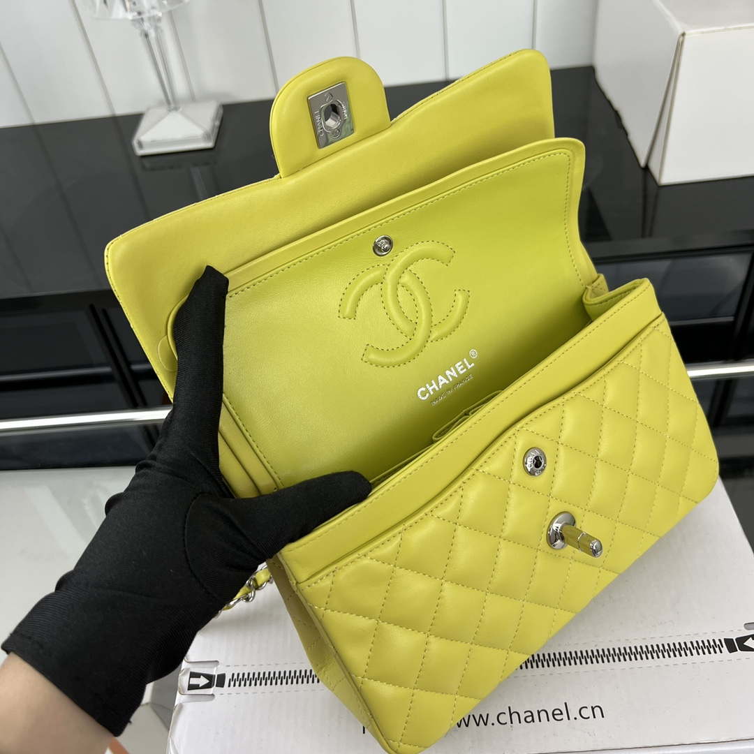 Chanel A01117 Flap Handbag Classic Bag Lemon Yellow Lambskin | chanel a01117 flap handbag classic bag lambskin 298