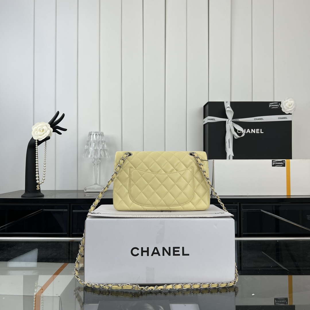Chanel A01117 Flap Handbag Classic Bag Light Yellow Lambskin | chanel a01117 flap handbag classic bag lambskin 320