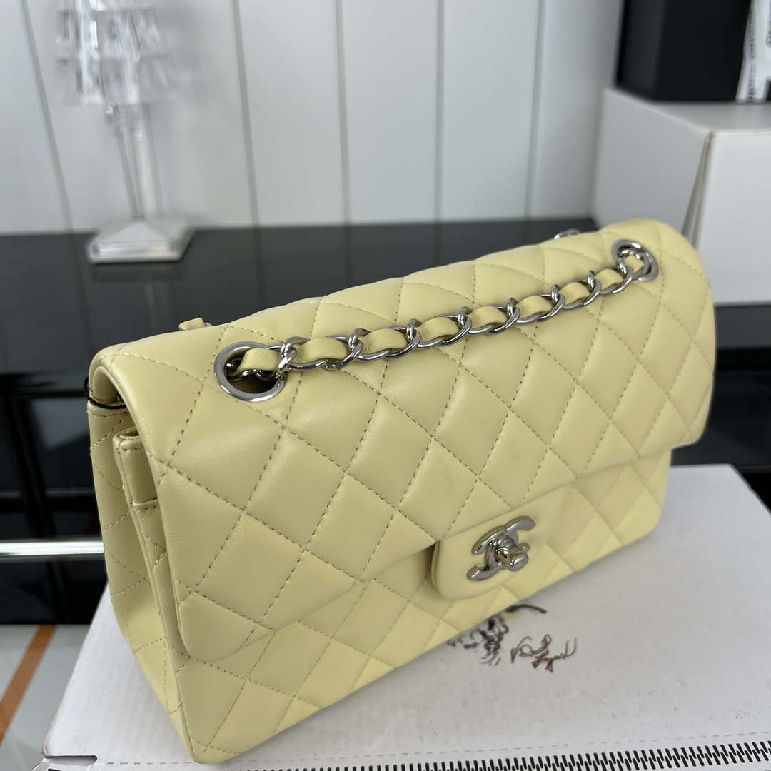 Chanel A01117 Flap Handbag Classic Bag Light Yellow Lambskin | chanel a01117 flap handbag classic bag lambskin 321