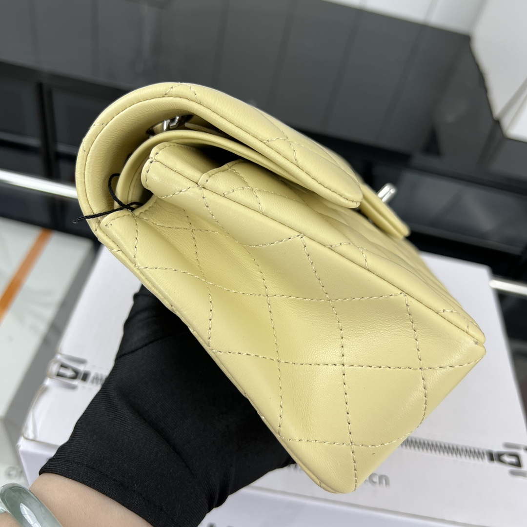 Chanel A01117 Flap Handbag Classic Bag Light Yellow Lambskin | chanel a01117 flap handbag classic bag lambskin 322