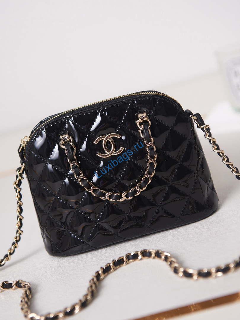 Chanel AP3345 Shell bag Patent Calfskin Black | chanel ap3345 shell bag patent calfskin black 02