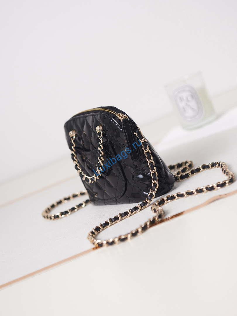Chanel AP3345 Shell bag Patent Calfskin Black | chanel ap3345 shell bag patent calfskin black 04