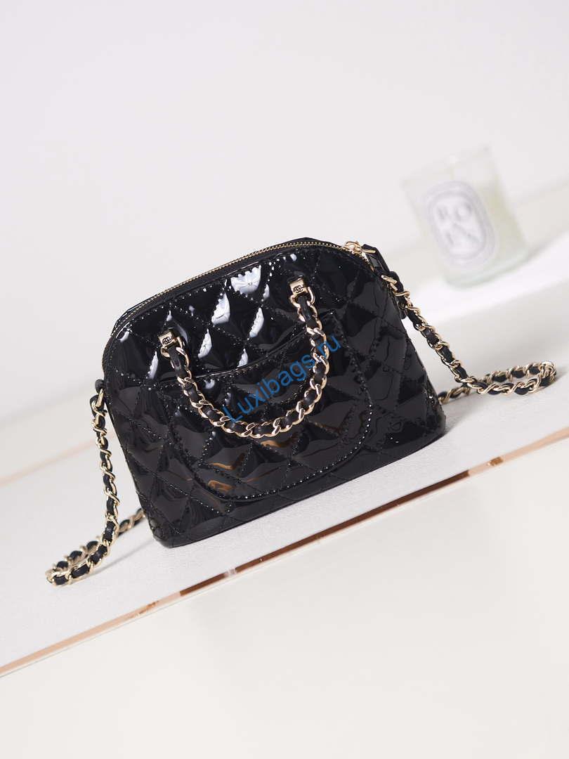 Chanel AP3345 Shell bag Patent Calfskin Black | chanel ap3345 shell bag patent calfskin black 05