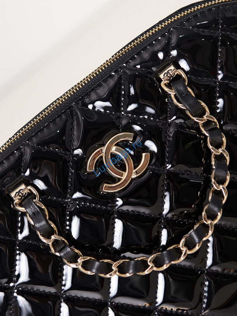 Chanel AS3969 Shell bag Patent Calfskin Black | chanel as3969 shell bag patent calfskin black 01