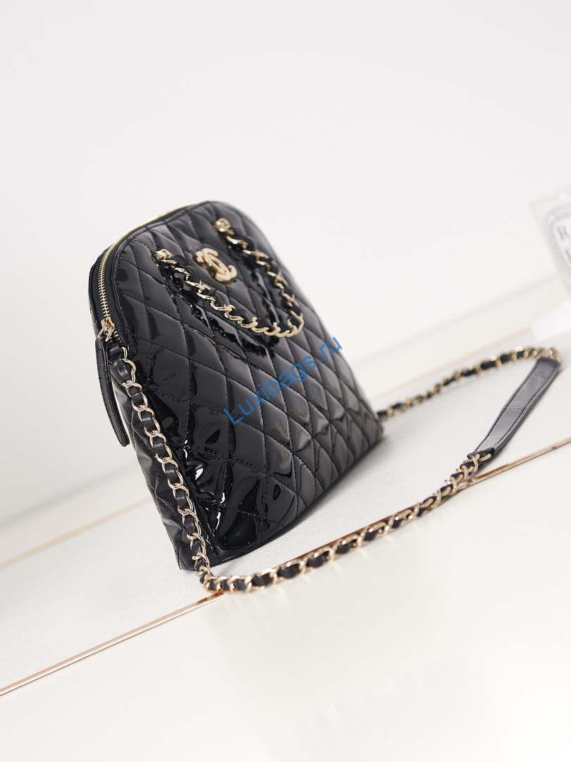 Chanel AS3969 Shell bag Patent Calfskin Black | chanel as3969 shell bag patent calfskin black 02