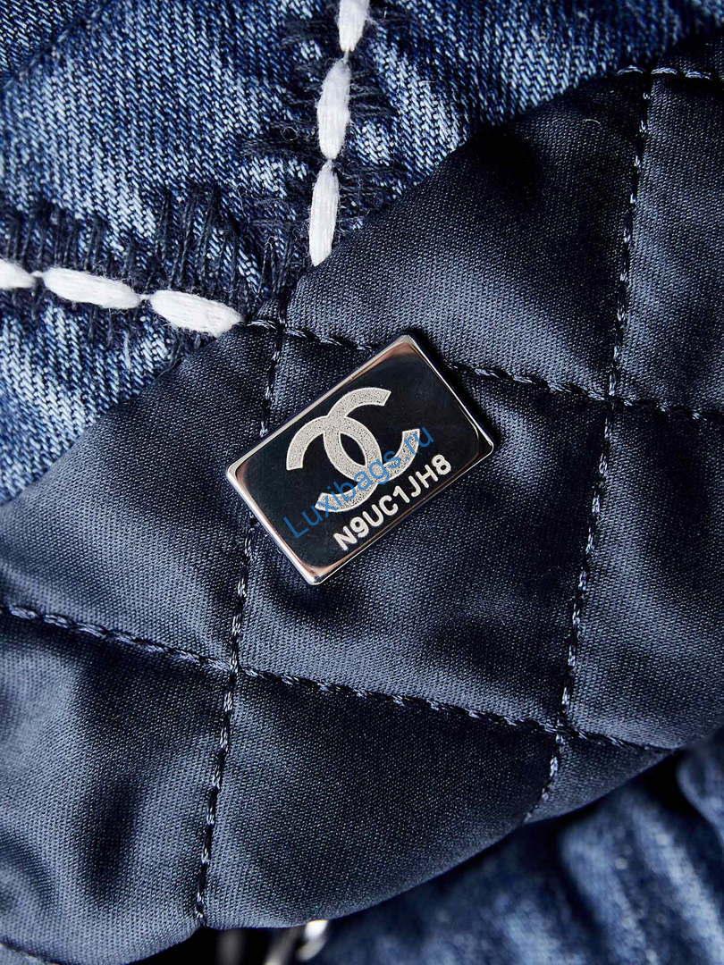 Chanel AS3980 22 Mini Handbag Silver-Tone Metal Canvas Blue Denim | chanel as3980 22 mini handbag silver tone metal canvas blue denim 09