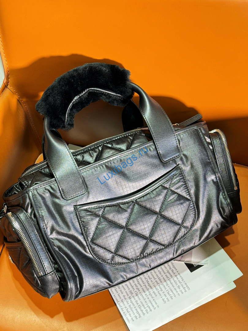 Chanel AS4364 Large Bowling Bag Nylon & Silver-Tone Metal Black | chanel as4364 large bowling bag nylon silver tone metal black 02